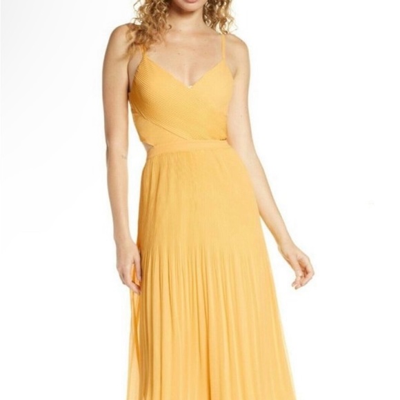 New Ali & Jay For The Gram Chiffon Midi Dress Small Yellow - Picture 1 of 9